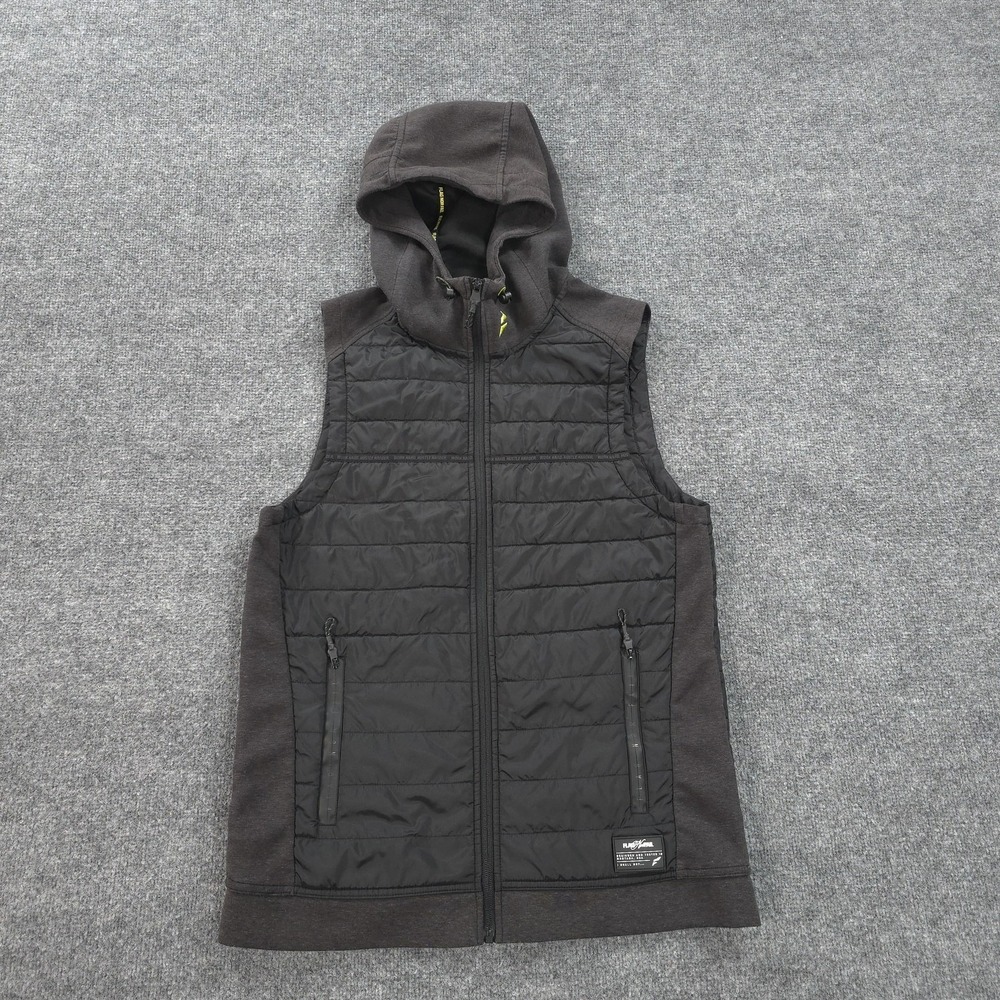 Flag Nor Fail Vest Mens‎ M Black Tek Hooded Quilted Full Zip Athletic Running